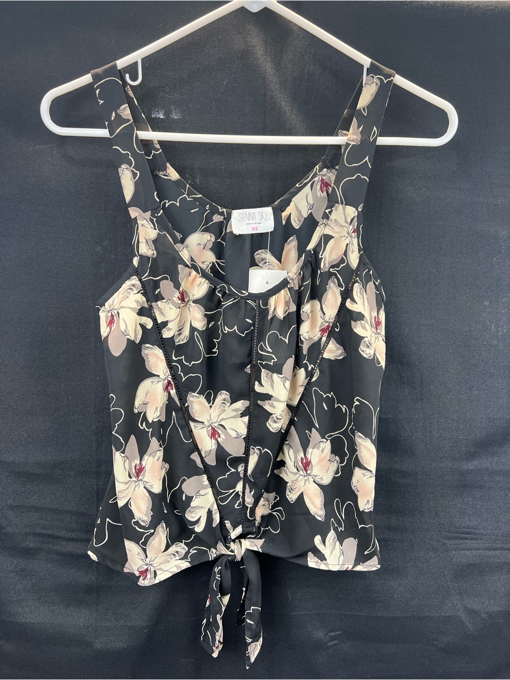Sienna Sky Black Floral Tie-Front Camisole